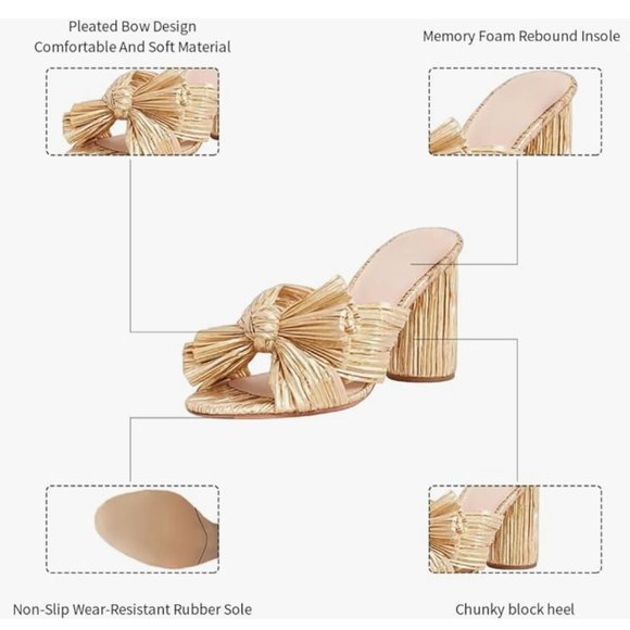 MICIFA Women's Bow Knot Heeled Sandals Open Toe High Block Chunky Heel SIZE 7 - Picture 3 of 6